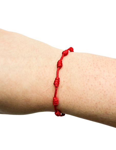 Bransoletka Szczęścia Czerwony Sznurek Supełki