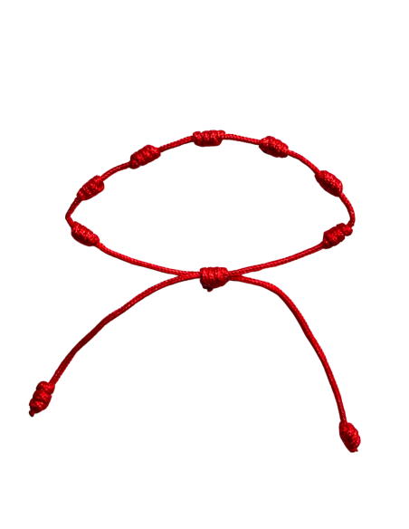 Bransoletka Szczęścia Czerwony Sznurek 7 Supełków