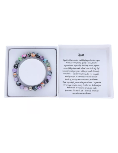 Bransoletka z kamienia Agat Pudełko z Opisem