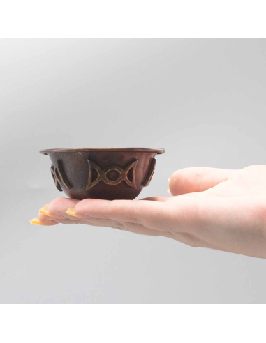 Antyczna Miedziana Misa Rytualna z Potrójnym Księżycem 8x4 cm