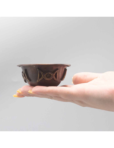 Antyczna Miedziana Misa Rytualna z Potrójnym Księżycem 8x4 cm