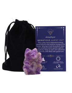 Kot Szczęścia Maneki Neko z Ametystu 50x35x25 mm