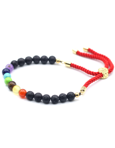 Bransoletka z Kamieniami - Kamień Wulkaniczny Czakry / Złoto 18k