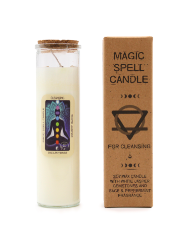 Świeca Magiczne Zaklęcie - Oczyszczenie Świeca Sojowa z Kamieniami Rytuał Oczyszczający