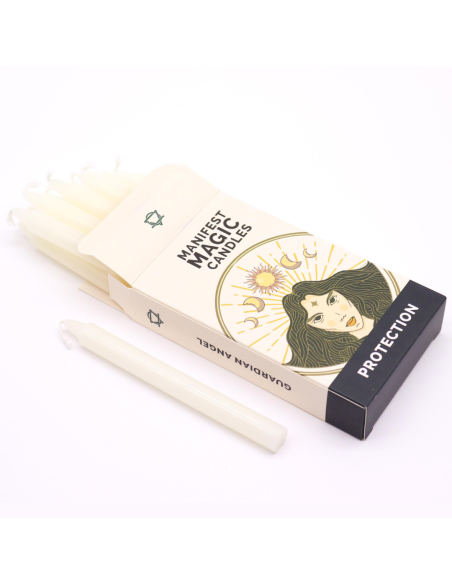 Zestaw 12 Magicznych Świec - Ochrona Kolor Biały 12cm