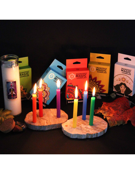 Zestaw 12 Magicznych Świec - Ochrona Kolor Biały 12cm