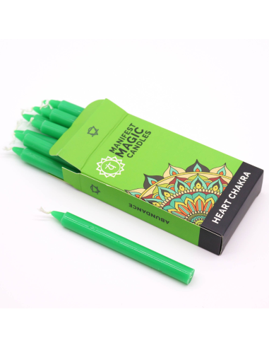 Zestaw 12 Magicznych Świec - Kolor Zielony Czakra Serca 12cm