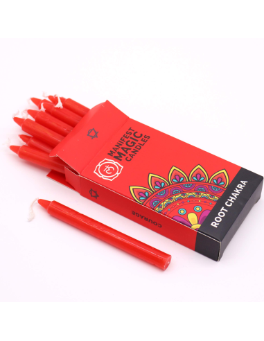 Zestaw 12 Magicznych Świec - Kolor Czerwony Czakra Podstawy 12cm