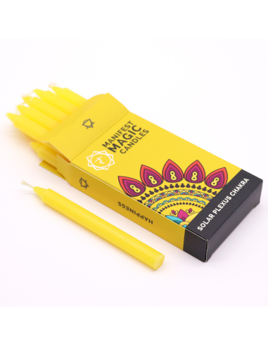 Zestaw 12 Magicznych Świec - Kolor Żółty Czakra Splotu Słonecznego 12cm