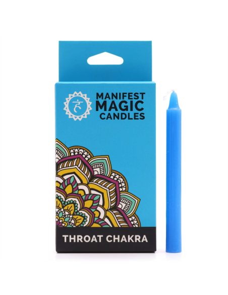 Zestaw 12 Magicznych Świec - Kolor Niebieski Czakra Gardła 12cm