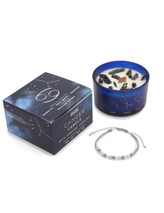 Świeca Zodiak z Bransoletką z Kamieni - Rak Świeca Sojowa z Kamieniami