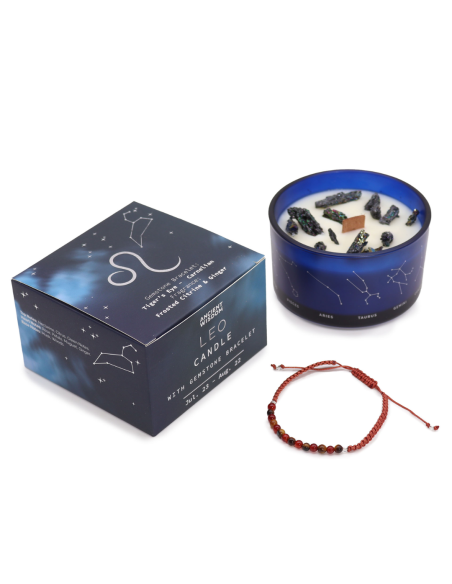 Świeca Zodiak z Bransoletką z Kamieni - Lew