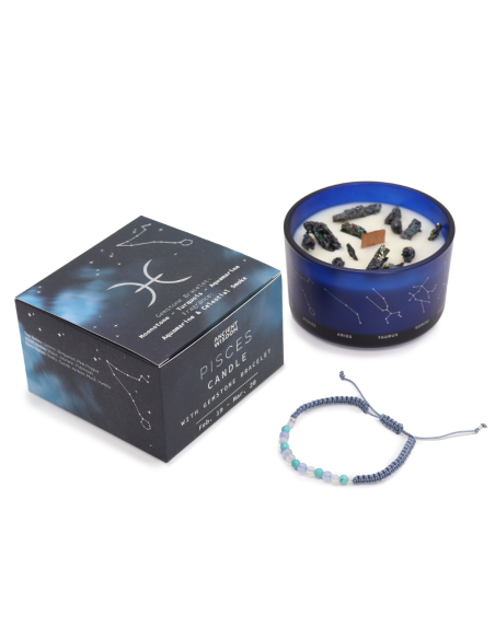 Świeca Zodiak z Bransoletką z Kamieni - Ryby