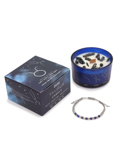 Świeca Zodiak z Bransoletką z Kamieni - Byk