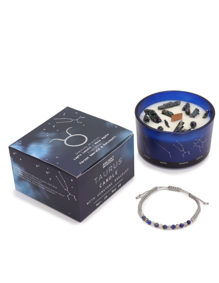 Świeca Zodiak z Bransoletką z Kamieni - Byk
