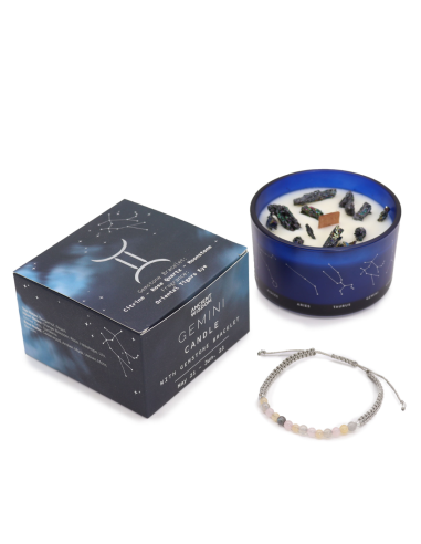 Świeca Zodiak z Bransoletką z Kamieni - Bliźnięta