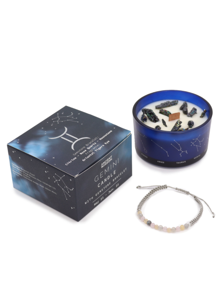 Świeca Zodiak z Bransoletką z Kamieni - Bliźnięta