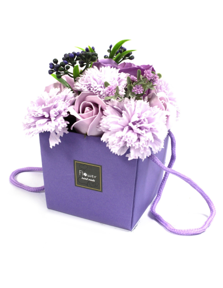 Mydlany Bukiet Kwiatowy - Lawendowe Róże i Goździki