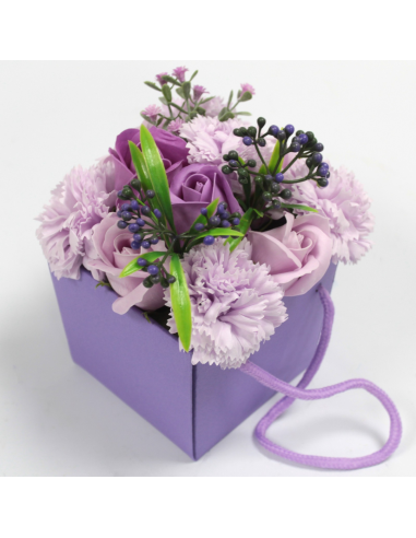 Mydlany Bukiet Kwiatowy - Lawendowe Róże i Goździki