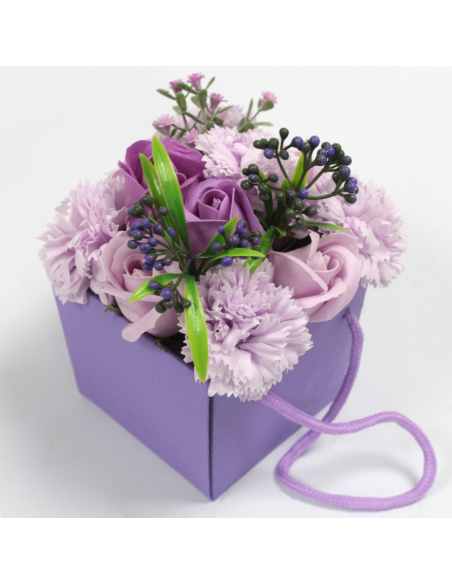 Mydlany Bukiet Kwiatowy - Lawendowe Róże i Goździki