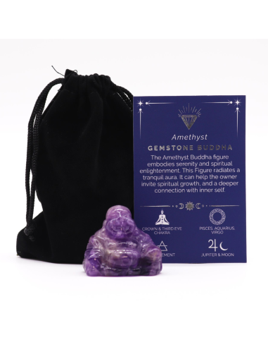 Mały Budda z Ametystu 35x40x23 mm Amulet Równowaga i Ochrona