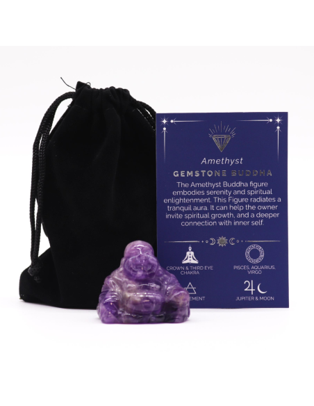 Mały Budda z Ametystu 35x40x23 mm Amulet Równowaga i Ochrona