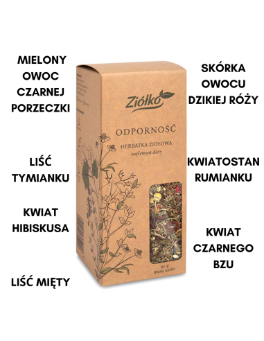 Herbatka Ziołowa Odporność 90g - zdrowotny mix hibiskus, mięta, czarna porzeczka