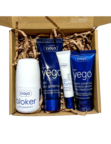 Zestaw Prezentowy Męski ZIAJA Yego - Krem Przeciwzmarszczkowy + Krem pod Oczy + Żel do Golenia + Antyperspirant