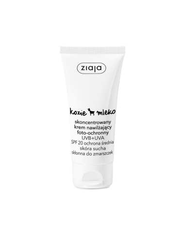 ZIAJA Kozie Mleko Krem Nawilżający foto-ochronny UVB + UVA SPF 20 50ml