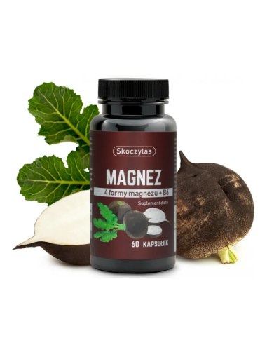 SKOCZYLAS MAGNEZ 4 formy, Witamina B6, Czarna Rzepa 60 kapsułek