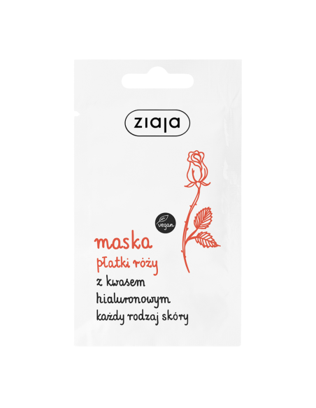 ZIAJA Maska do Twarzy Płatki Róży z Kwasem Hialuronowym 7ml