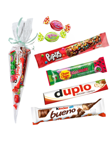 Słodki Rożek Prezentowy - Kinder, Duplo, Papita i Chupa Chups