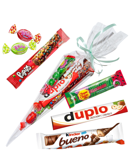 Słodki Rożek Prezentowy - Kinder, Duplo, Papita i Chupa Chups