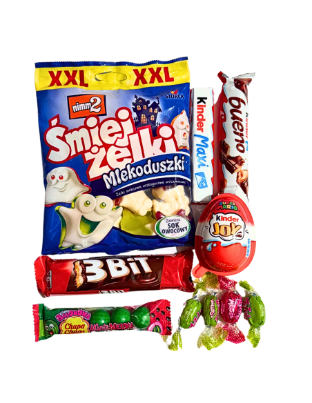 Paczka Słodyczy Halloween - Mlekoduszki, Kinder, Nimm2, Chupa Chups, Zozole