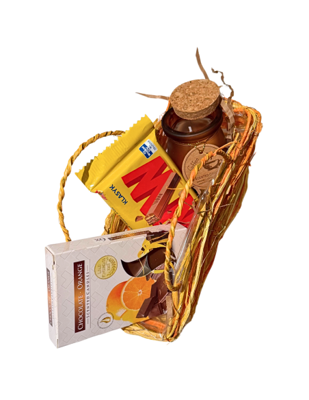 Jesienny Koszyk Prezentowy z Czekoladą i Świecą