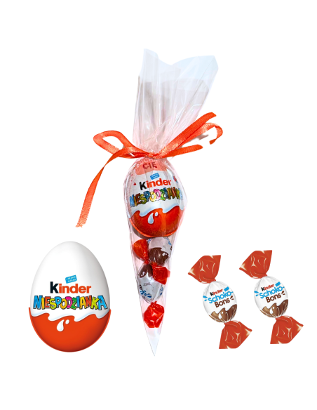 Rożek Prezentowy ze Słodyczami Kinder Niespodzianka + Schoko-Bons
