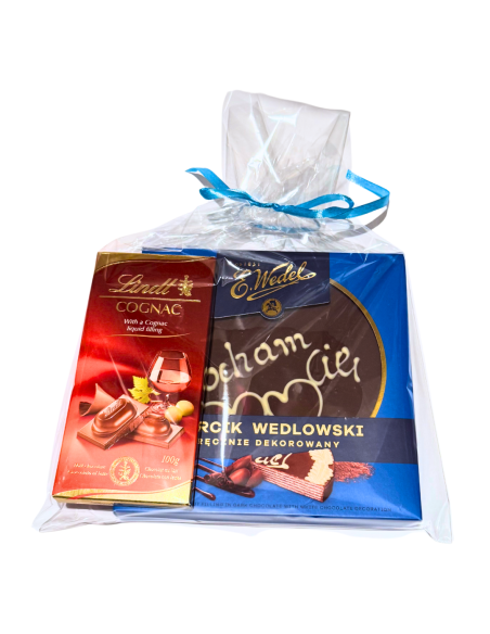 Zestaw Prezentowy Torcik Wedlowski + Lindt Cognac - Elegancki Upominek dla Nauczyciela i na Święta