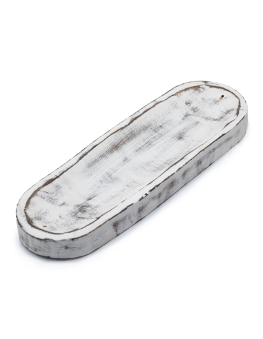 Duża Owalna Podstawka pod Kadzidełka 30x10 cm - Whitewash