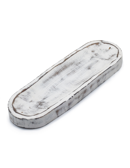 Duża Owalna Podstawka pod Kadzidełka 30x10 cm - Whitewash