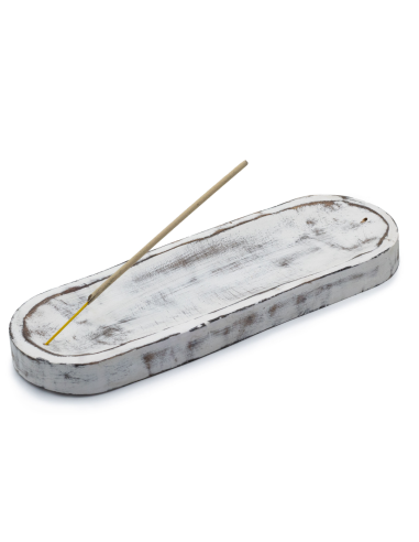 Duża Owalna Podstawka pod Kadzidełka 30x10 cm - Whitewash