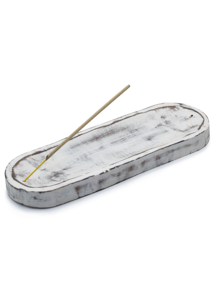 Duża Owalna Podstawka pod Kadzidełka 30x10 cm - Whitewash