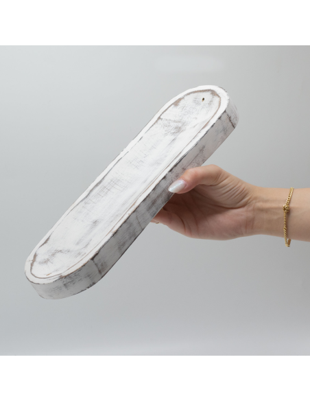Duża Owalna Podstawka pod Kadzidełka 30x10 cm - Whitewash