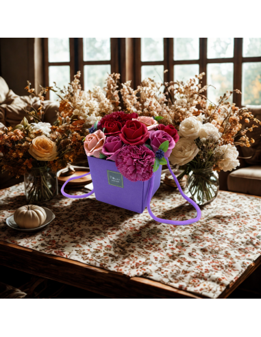 Mydlany Bukiet Kwiatowy - Fioletowy Ogród - Prezent dla Niej, Elegancka Dekoracja