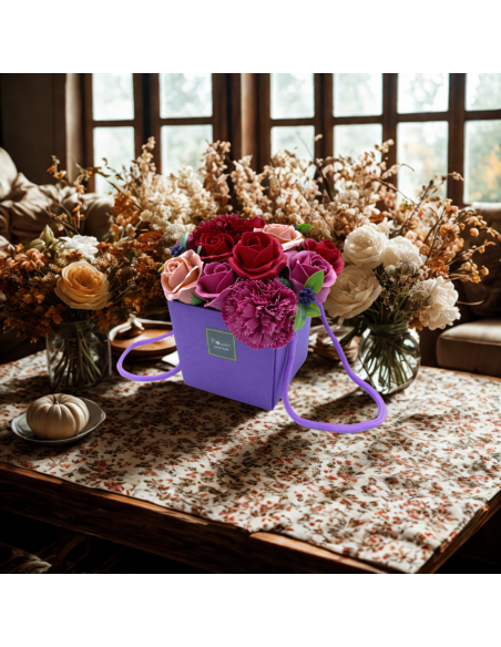 Mydlany Bukiet Kwiatowy - Fioletowy Ogród - Prezent dla Niej, Elegancka Dekoracja