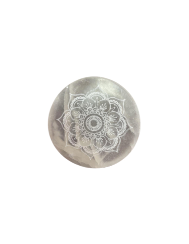 Płytka Selenitowa 8 cm - Mandala - Oczyszczająca Energia, Medytacja i Dekoracja