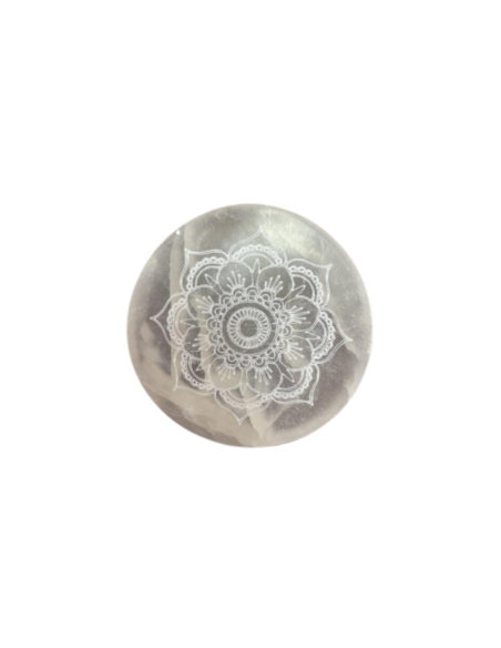 Płytka Selenitowa 8 cm - Mandala - Oczyszczająca Energia, Medytacja i Dekoracja