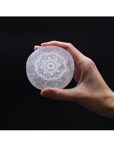 Płytka Selenitowa 8 cm - Mandala - Oczyszczająca Energia, Medytacja i Dekoracja