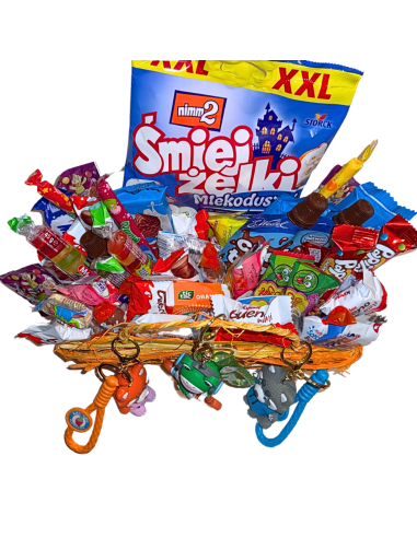 Giga Paka Słodyczy Halloween- Koszyczek XXL Kinder, Haribo, Wedel, Chupa Chups, Prezent, Upominek
