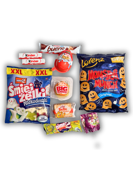 Paczka Słodyczy Halloween Upominek dla Dziecka Kinder Żelki Chrupki