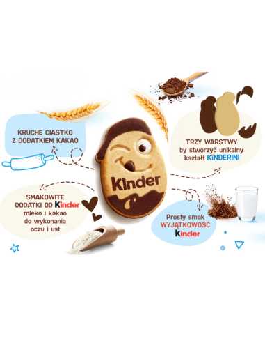 KINDER Kinderini Ciastka Mleczne Kakaowe 20g
